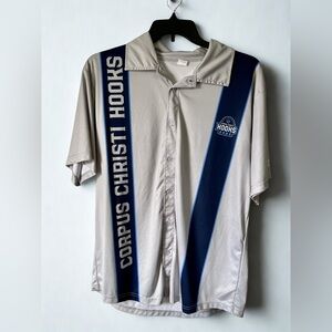 Hooks Baseball Corpus Christi Texas Gray & Button Shirt Size Large